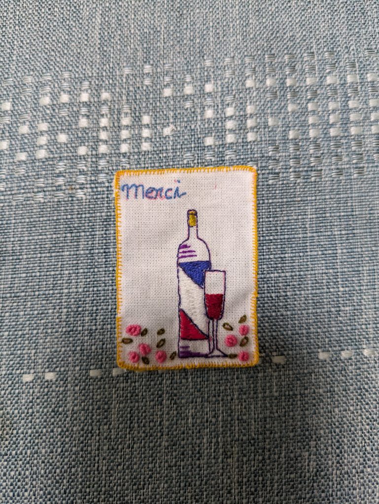 縁かがりをした刺繍